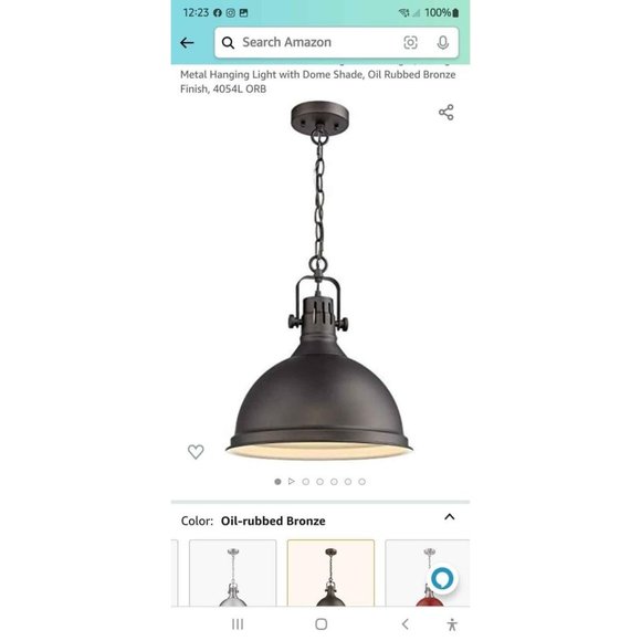 Oil Rubbed Bronze 14 Inch Hanging Light - Picture 1 of 5